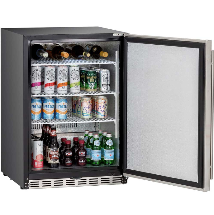 True Flame 24″ Outdoor Rated Refrigerator – Handle on Left of SS Door