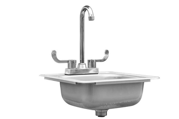 True Flame 15" x 15" Stainless Steel Drop-In Sink with Hot/Cold Faucet