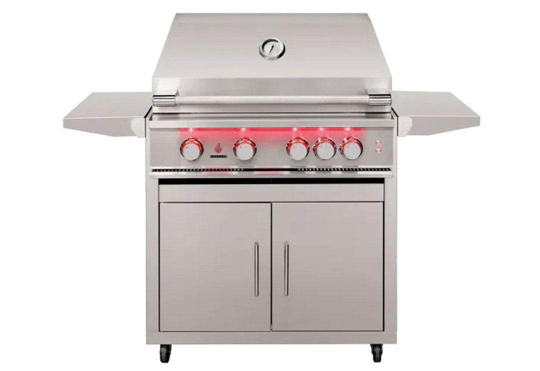 True Flame 32″ 4-Burner Gas Grill with Mobile Cart