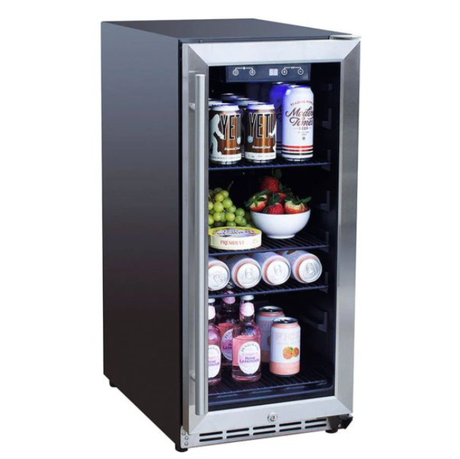 True Flame 15″ Outdoor Rated Refrigerator – Glass Door