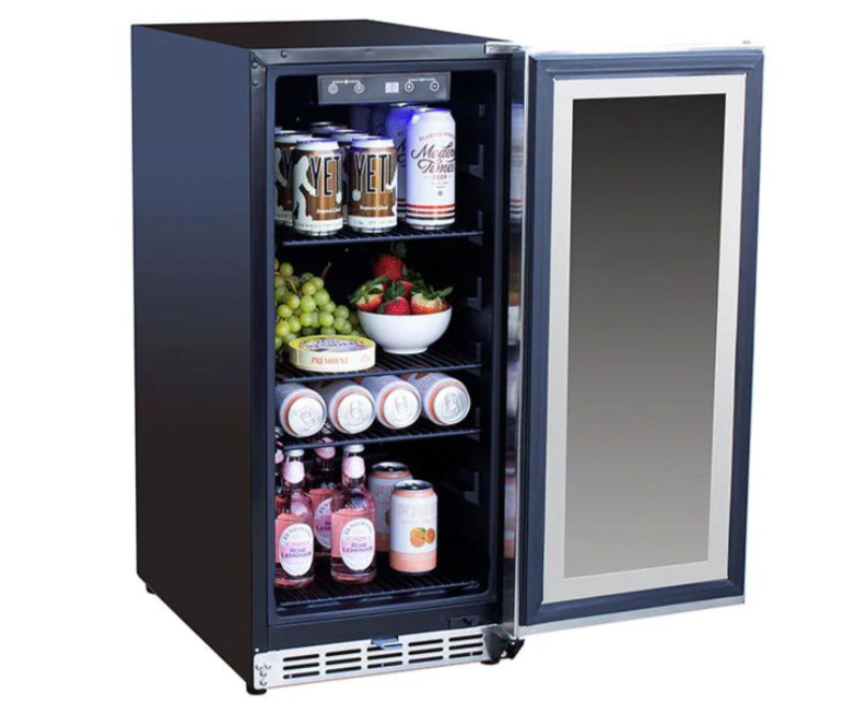 True Flame 15″ Outdoor Rated Refrigerator – Glass Door