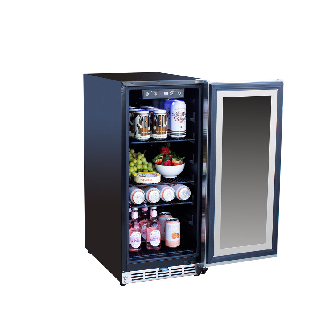 True Flame 15″ Outdoor Rated Refrigerator – Glass Door (3.2 cu ft)