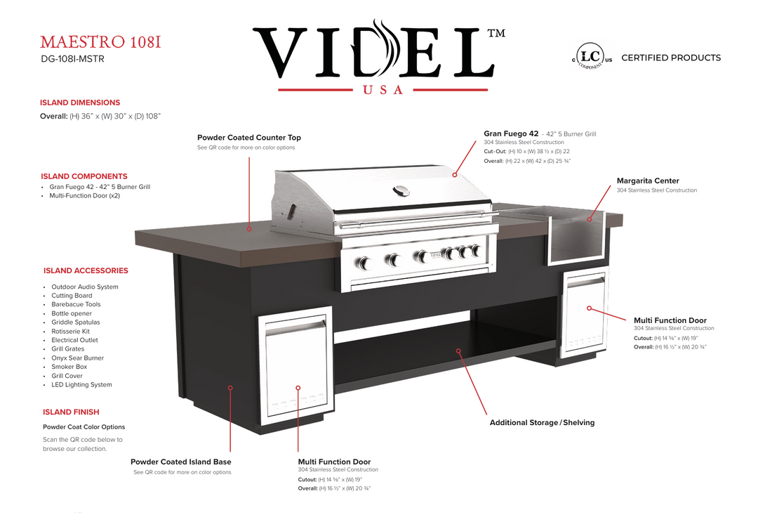 Videl USA Maestro 108" BBQ Island