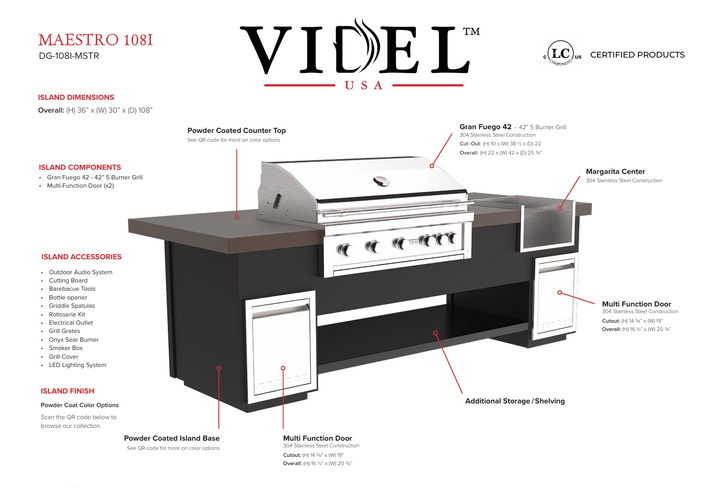 Videl USA Maestro 108" BBQ Island