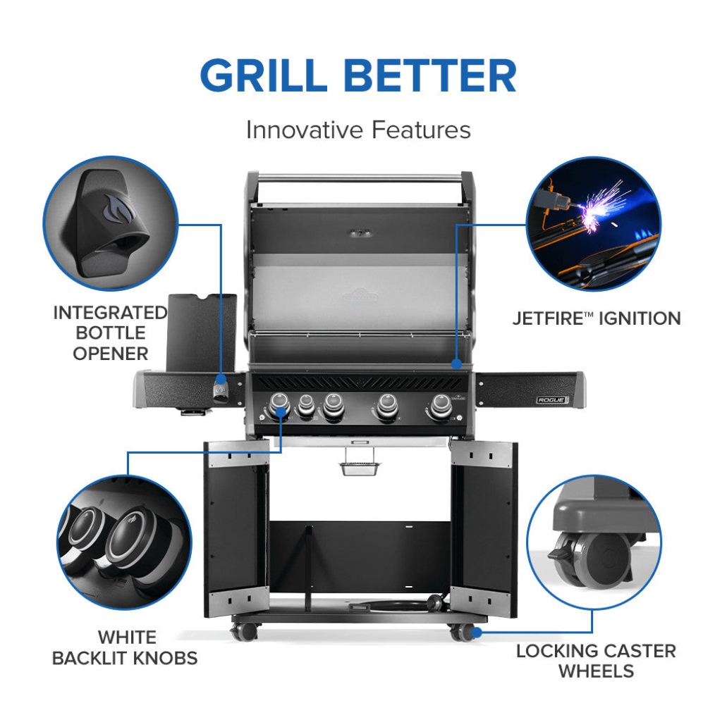 Napoleon Rogue® PRO 525 with Premium Black Finish & Infrared Side Burner