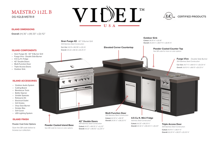 Videl USA Maestro 112" BBQ Island