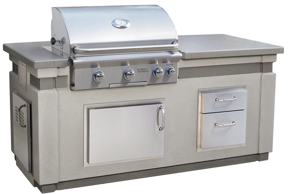 American Outdoor Grill L-Series 30″ Island Bundle – Concrete Grey Base with Polished Smoke Countertop