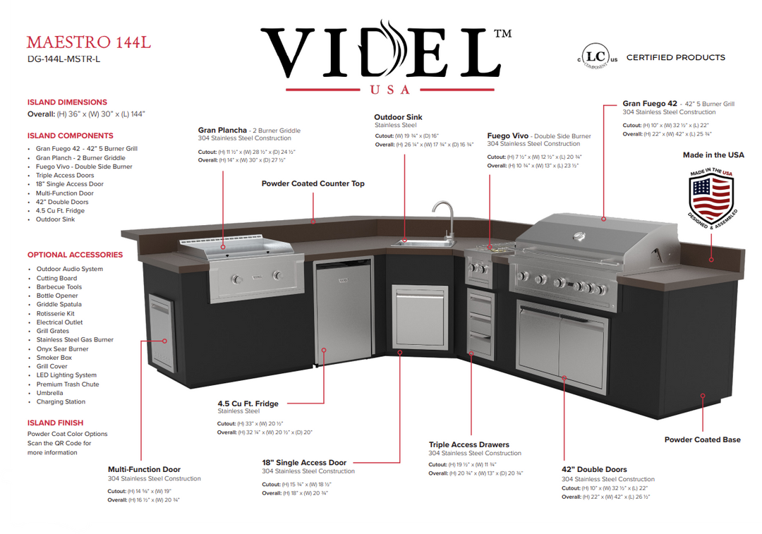 Videl USA Maestro 144" BBQ Island