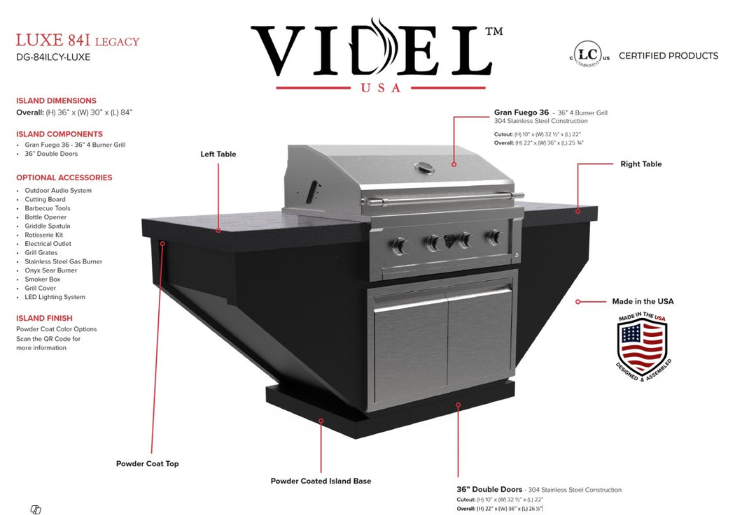 Videl USA Luxe 84" Legacy - BBQ Island