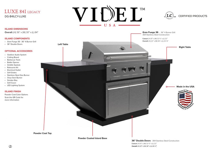Videl USA Luxe 84" Legacy - BBQ Island