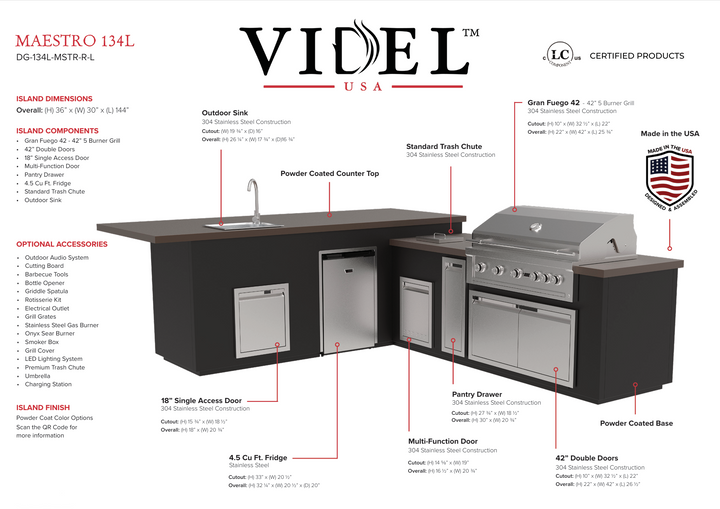 Videl USA Maestro 134" BBQ Island