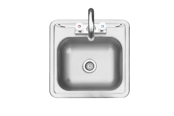 True Flame 15" x 15" Stainless Steel Drop-In Sink with Hot/Cold Faucet