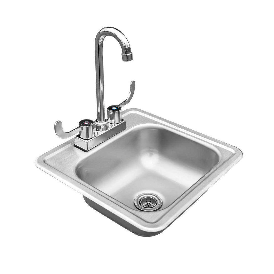 True Flame 15" x 15" Stainless Steel Drop-In Sink with Hot/Cold Faucet