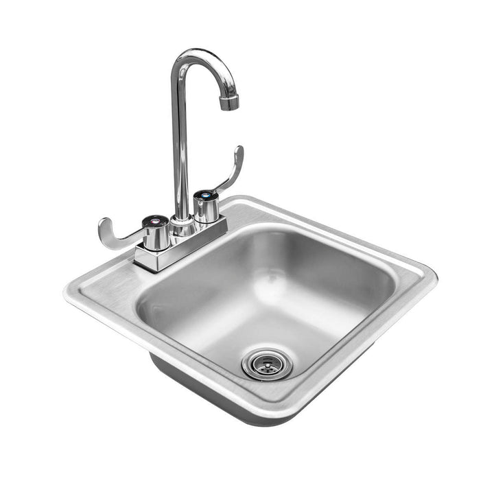 True Flame 15" x 15" Stainless Steel Drop-In Sink with Hot/Cold Faucet