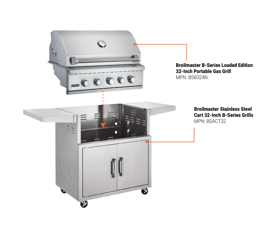 Broilmaster B-Series 32" Fully Loaded Stainless Steel Portable Gas Grill