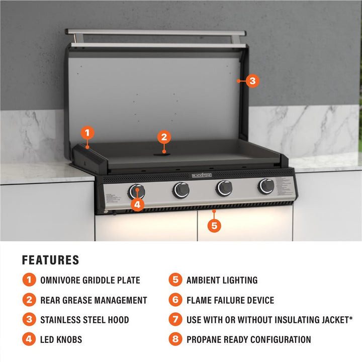 Blackstone 36” Drop-In SS Griddle with Hood - Propane Ready