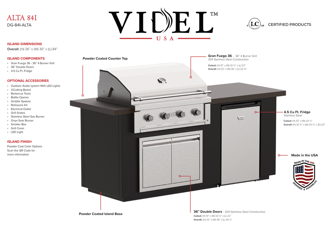 Videl USA Alta 84"- BBQ Island