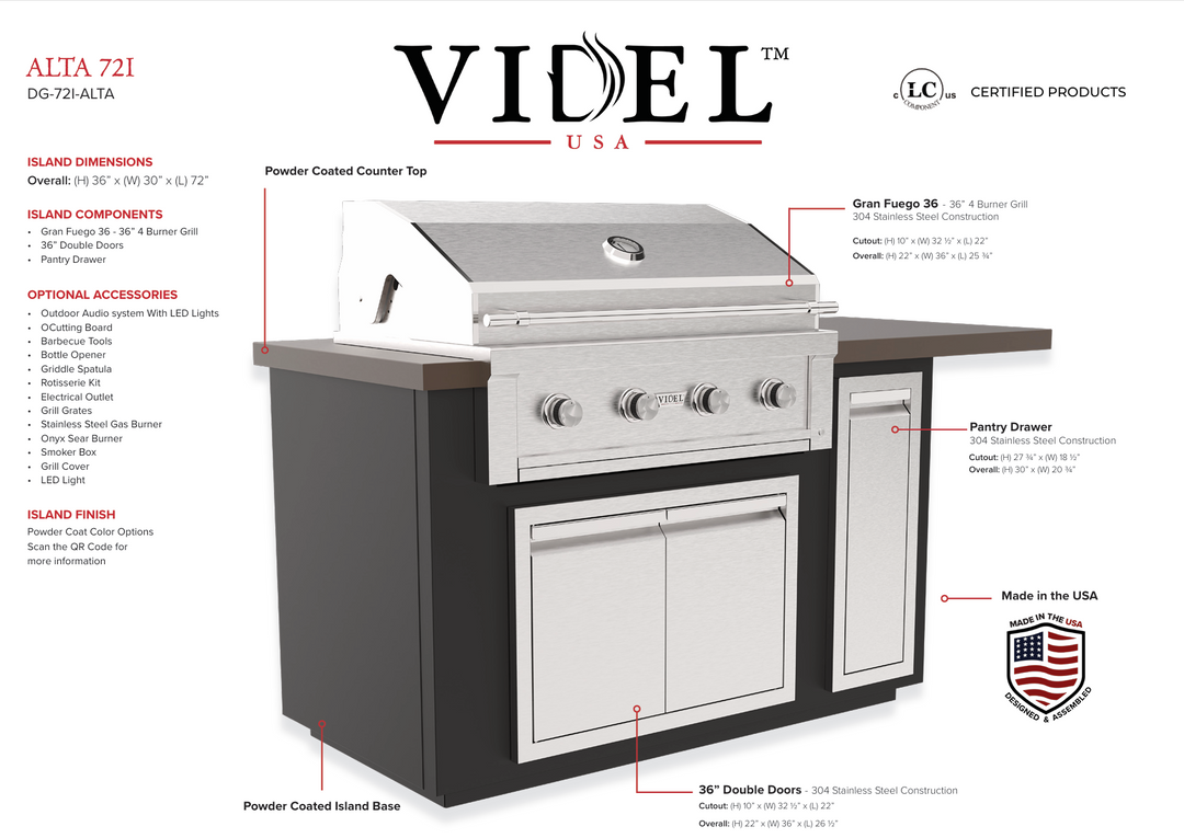 Videl USA Alta 72" - BBQ Island