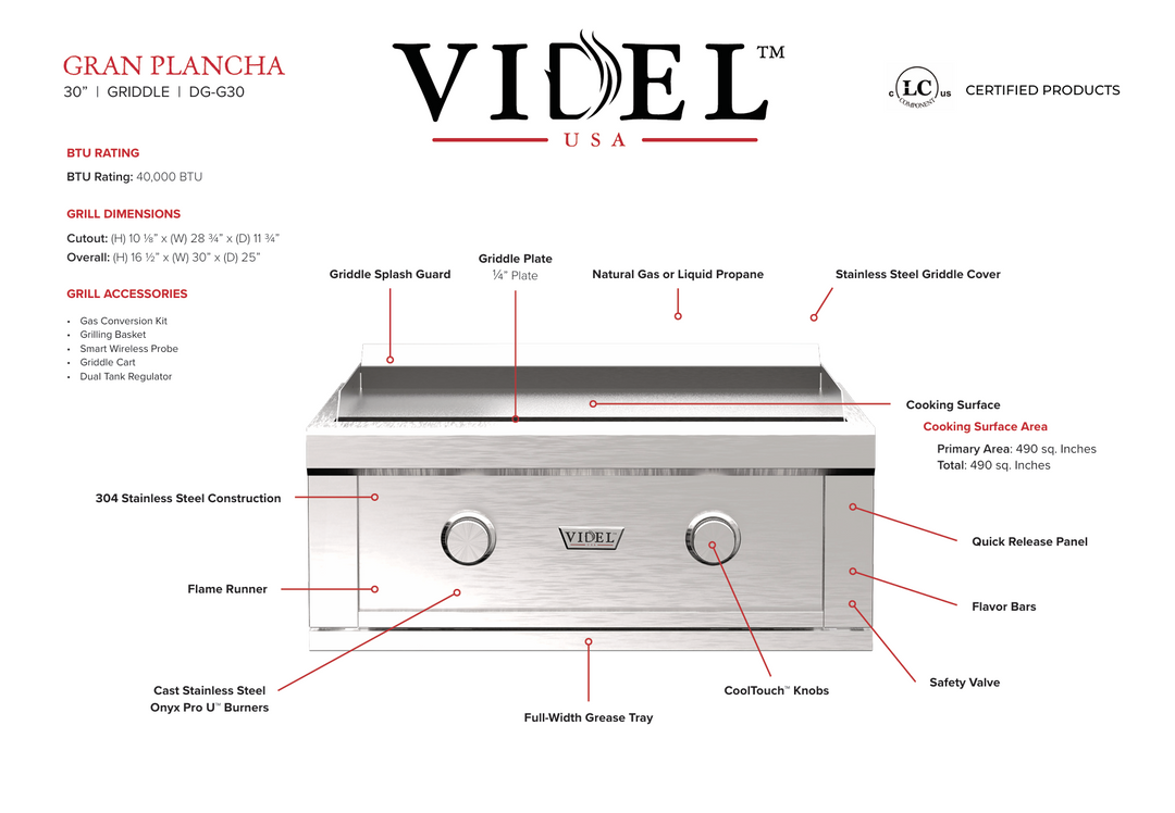 Videl USA Luxe 64" - Griddle Island