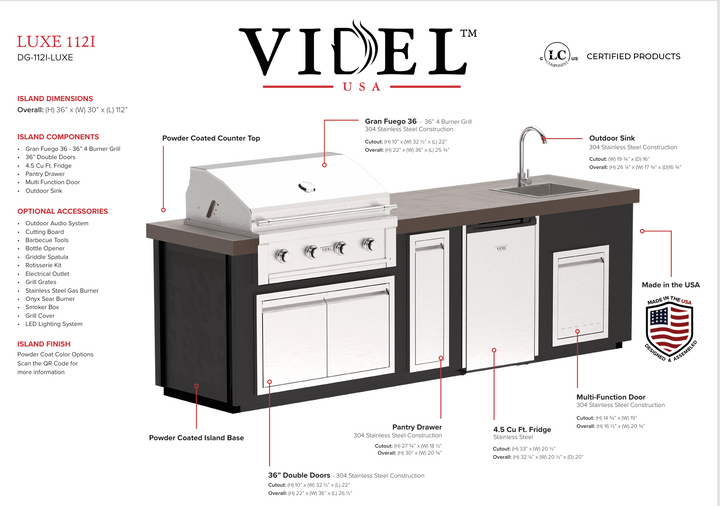 Videl USA Luxe 112" - BBQ Island