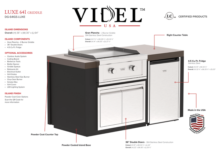 Videl USA Luxe 64" - Griddle Island