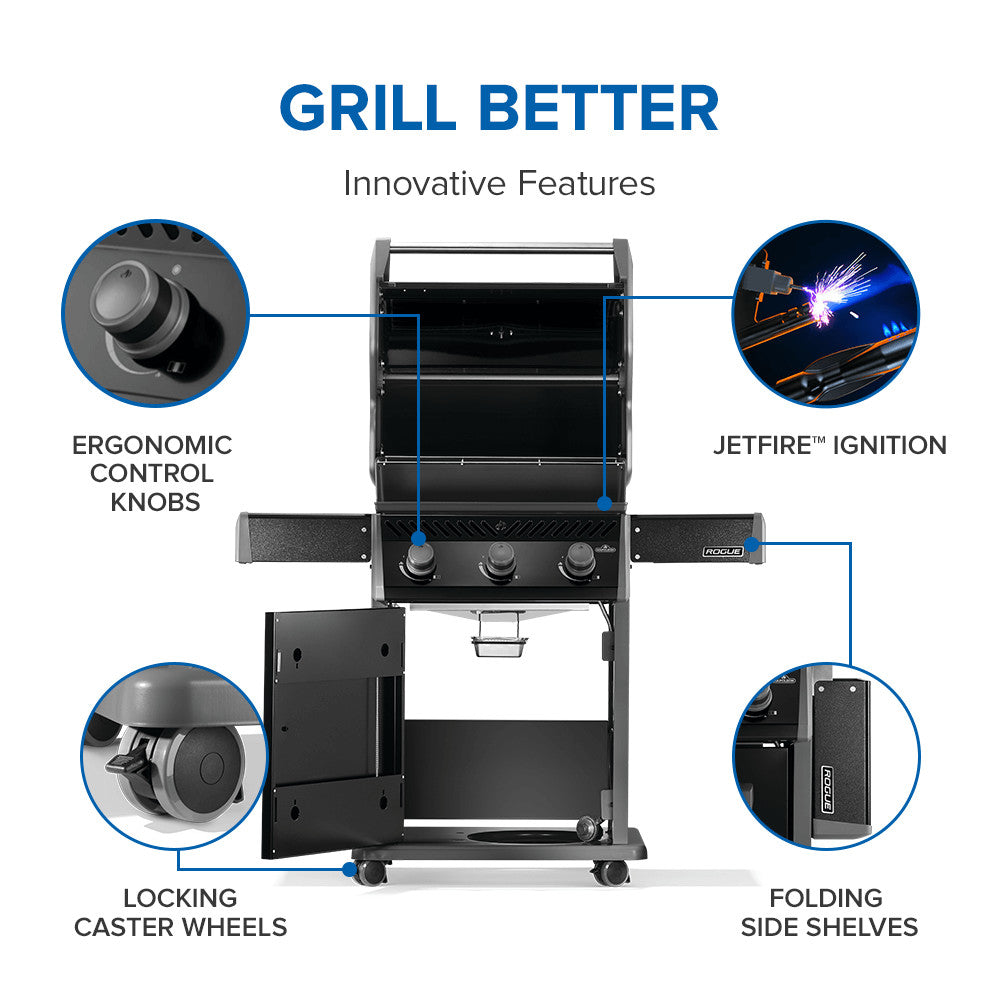 Napoleon Rogue® 425 – Premium 3-Burner Gas Grill in Sleek Black