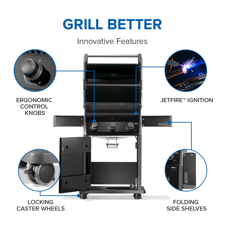 Napoleon Rogue® 425 – Premium 3-Burner Gas Grill in Sleek Black