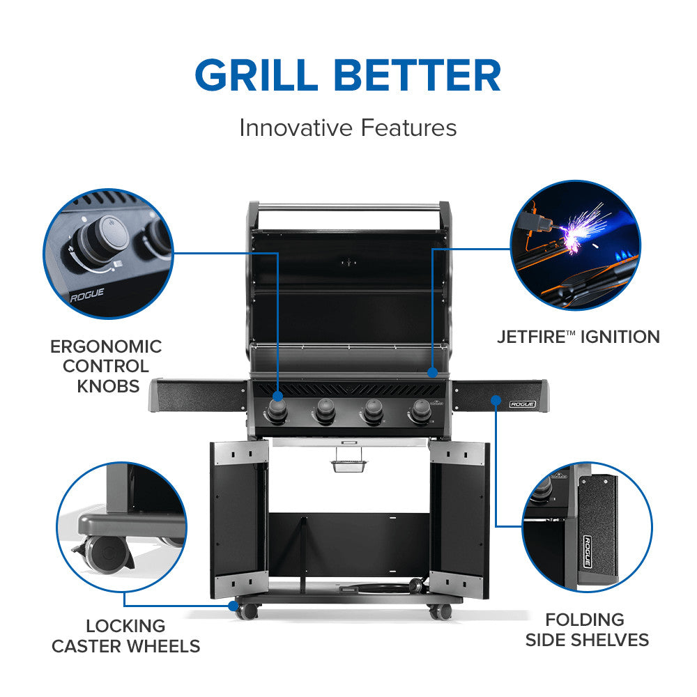 Napoleon Rogue® 525 – Premium 4-Burner Gas Grill in Sleek Black