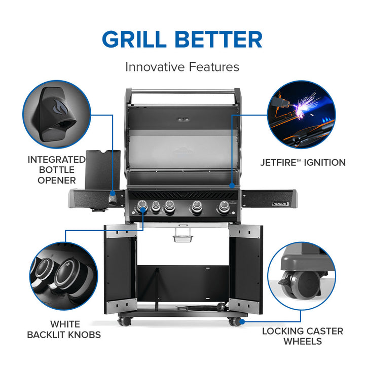 Napoleon Rogue® PRO 525 with Premium Black Finish & Infrared Side Burner