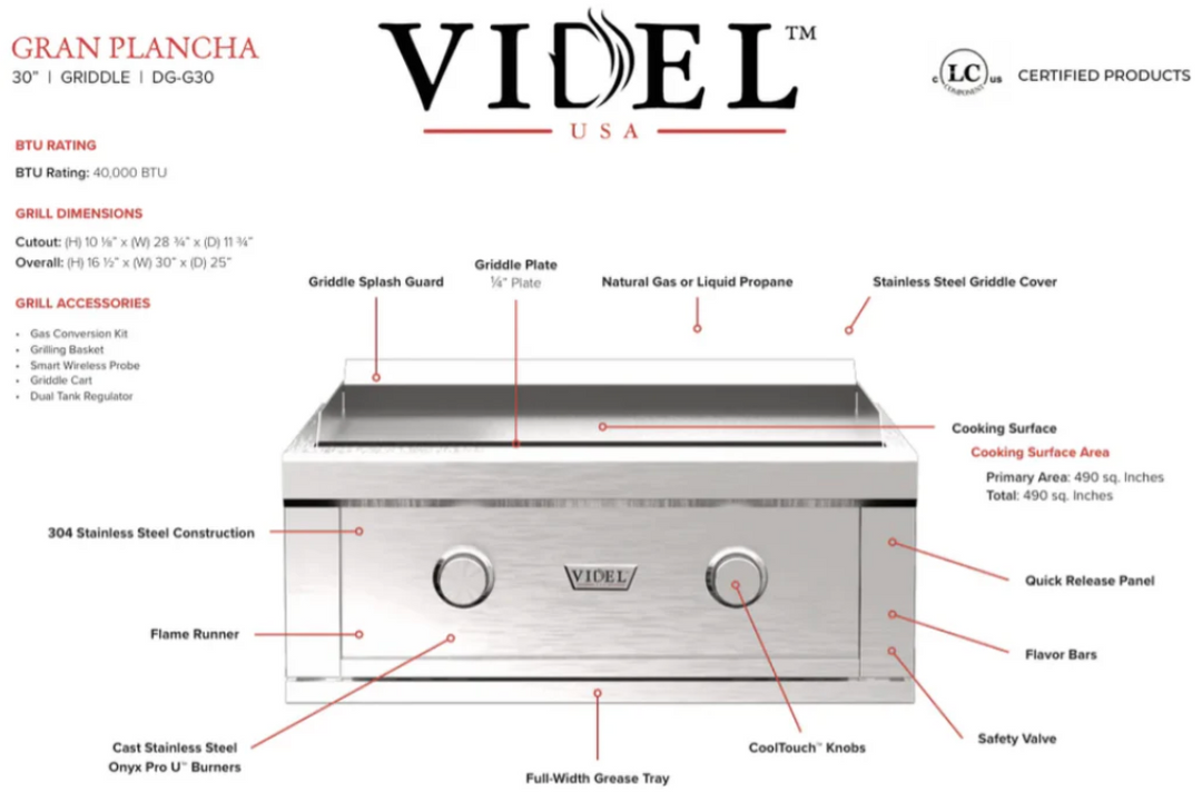 Videl USA Griddle Cart 30"