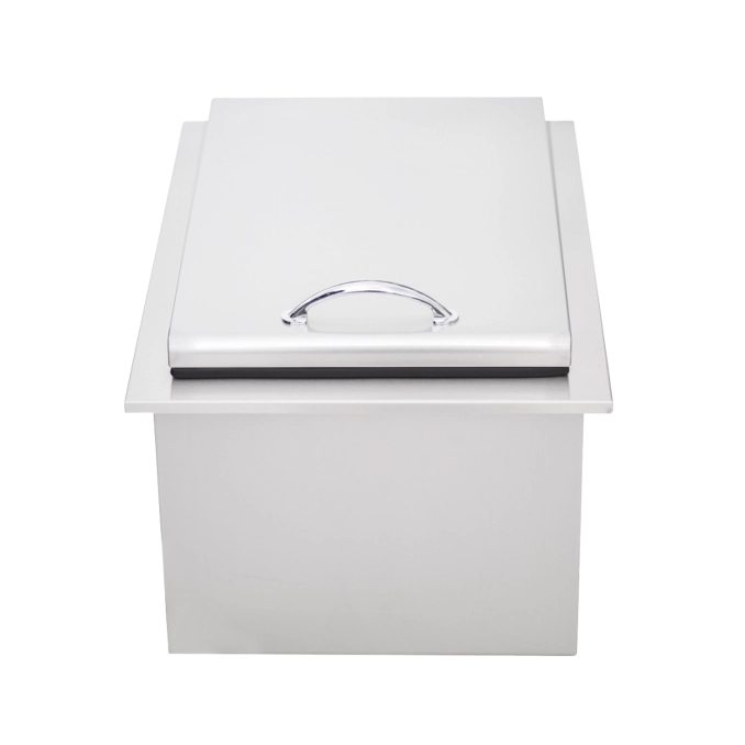 True Flame 17″ x 24″ Stainless Steel Drop-In Ice Bin Cooler with Removable Lid