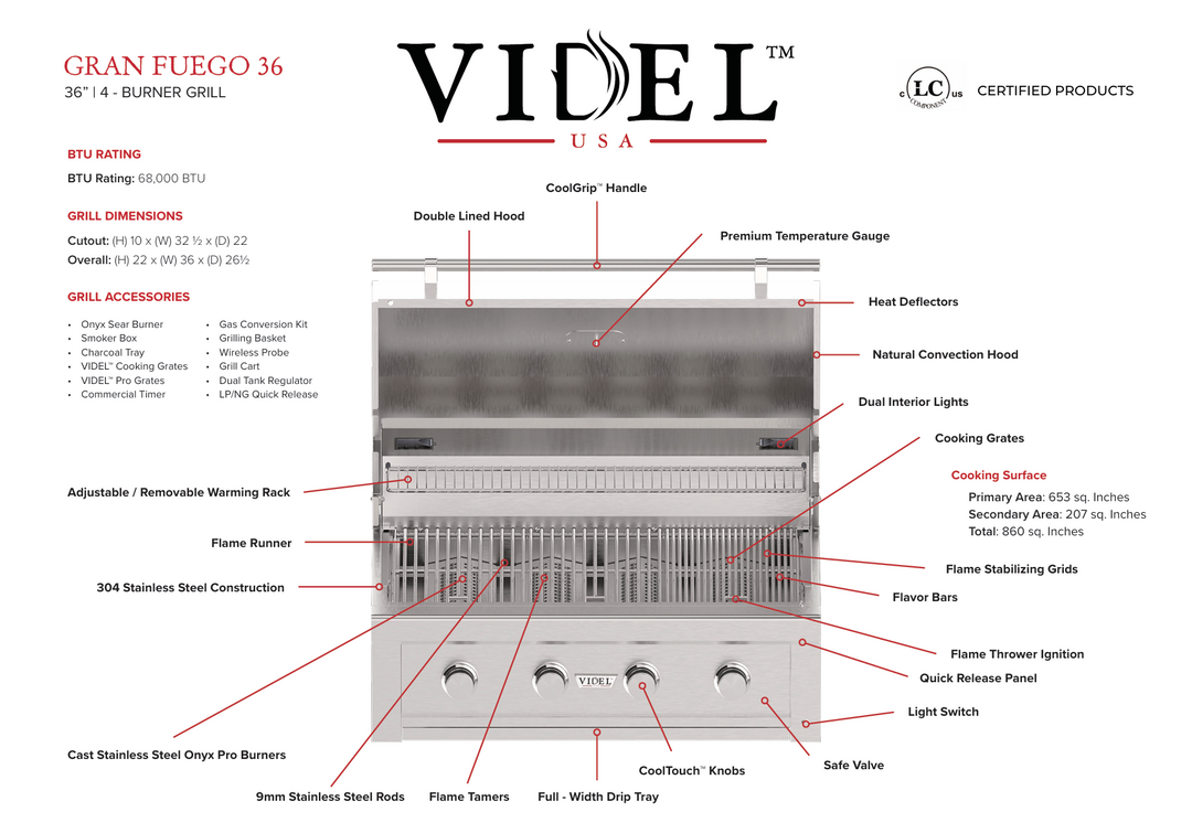 Videl USA Gran Fuego 36"