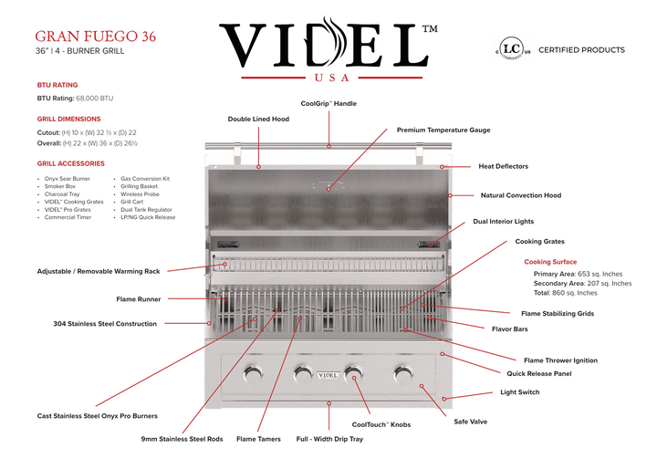 Videl USA Gran Fuego 36"