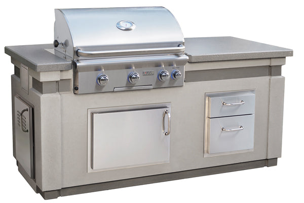 American Outdoor Grill L-Series 30″ Island Bundle – Concrete Grey Base with Polished Smoke Countertop