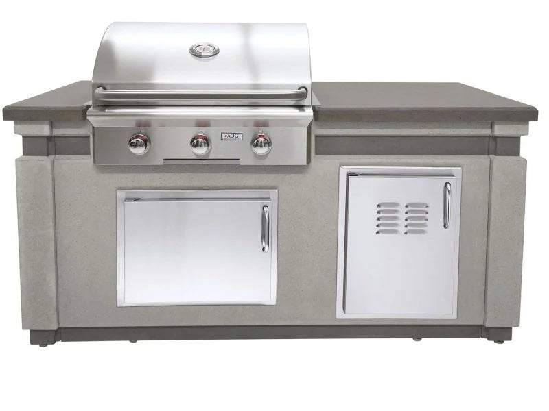 American Outdoor Grill T-Series 30″ Island Bundle – Concrete Grey Base with Polished Smoke Countertop