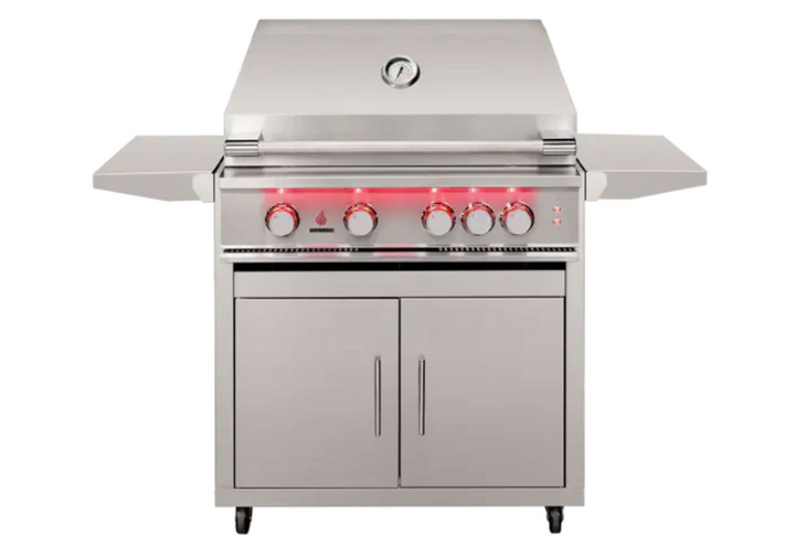 True Flame 32″ 4-Burner Gas Grill with Mobile Cart