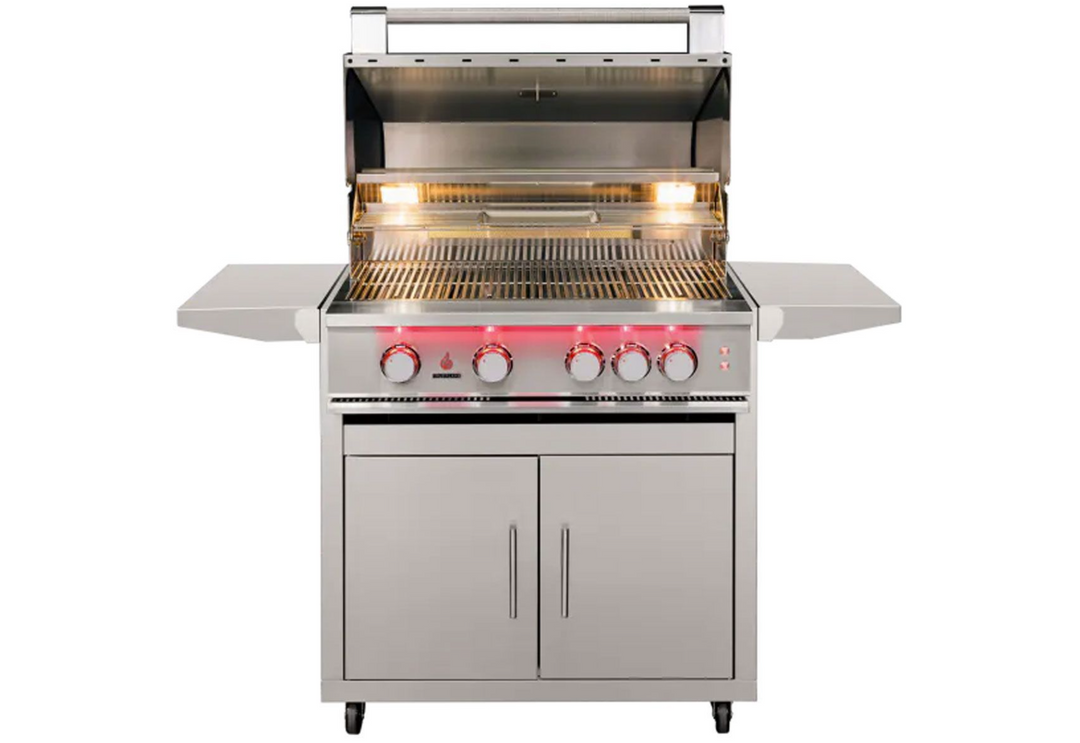 True Flame 32″ 4-Burner Gas Grill with Mobile Cart