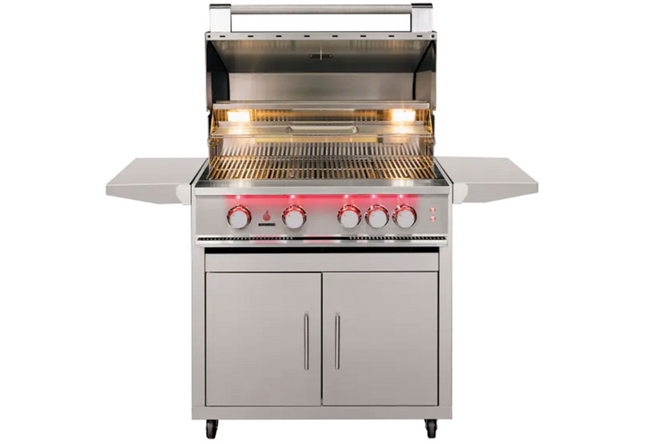 True Flame 32″ 4-Burner Gas Grill with Mobile Cart